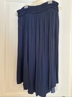 White House Black Market Navy Pleated Midi Skirt